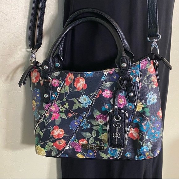 Jessica Simpson Black Floral Zipper Handbag - Picture 3 of 16